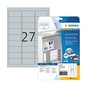 Herma 4222 typeplaatje etiketten / A4 / 63,5 x 29,6 mm / zilver / 675 etiketten