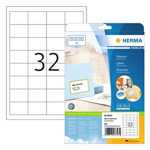 Herma Premium 8643 permanent hechtende etiketten / A4 / 48,3 x 33,8 mm / wit / 320 etiketten