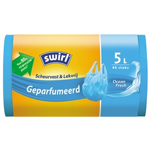 Swirl vuilniszakken met handvatten / voor pedaalemmers / geparfumeerd / 5 liter / 45 stuks