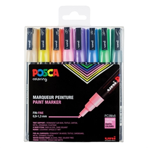 POSCA PC-3M verfmarkerset pastel / 0,9 - 1,3 mm / rond / 8 stuks