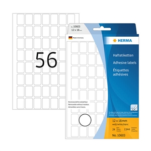 Herma 10603 multifunctionele etiketten / verwijderbaar / 12 x 18 mm / wit / 1344 etiketten