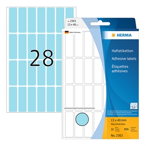 Herma 2363 multifunctionele etiketten / 13 x 40 mm / blauw / 896 etiketten