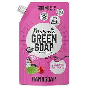 Marcel's Green Soap handzeep navulling / Patchouli en Cranberry / 500 ml