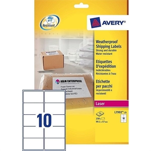 Avery Zweckform L7992-25 verzendetiketten / wit / ultra sterk / zelfklevend / 99,1 mm x 57 mm / 250 etiketten
