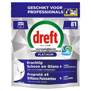 Dreft Professional All-in-One Platinum vaatwastabletten / Regular / 81 tabs