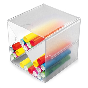 Deflecto Classic Cube organizer / x-verdeling / transparant / 153 x 153 x 153 mm