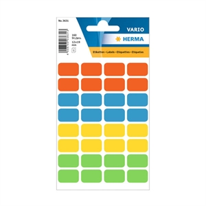 Herma 3631 multifunctionele etiketten / 12 x 18 mm / assorti kleuren / 160 etiketten