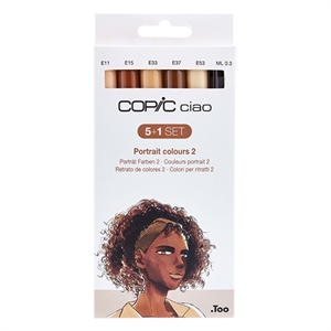 Copic Ciao markerset / Portrait Colours 2 / penseel / beitel / 6 stuks