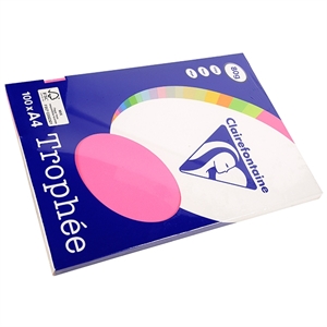 Clairefontaine papier / fluo roze / A4 / 80 gr. / 100 vel