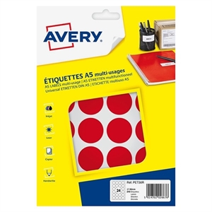Avery Zweckform PET30R markeringspunten / 30 mm / rood / 240 etiketten