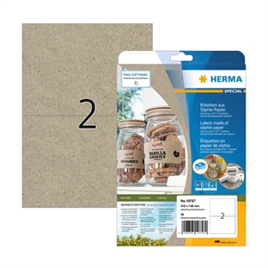 Herma 10757 gerecyclede universele etiketten / A4 / 210 x 148 mm / natuurlijk bruin / 40 etiketten