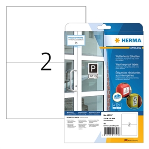 Herma 10797 geïmpregneerde etiketten / weerbestendig / A4 / 210 x 148 mm / 40 etiketten