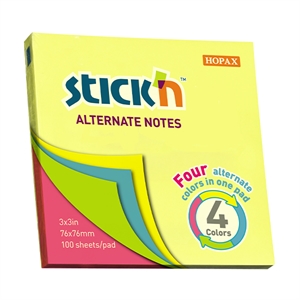 Stick'n memoblok / 76 x 76 mm / neon / 100 vel