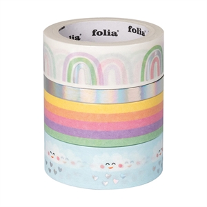 Folia 26451 hotfoil washi tape / rainbow clouds / 5 meter / 4 stuks