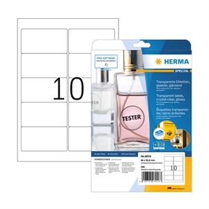 Herma 8018 transparante etiketten / A4 / 96 x 50,8 mm / glashelder / 250 etiketten