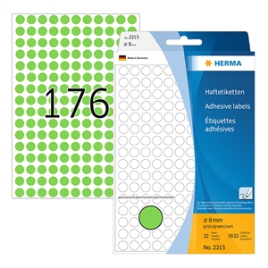 Herma 2215 multifunctionele etiketten / 8 mm / groen / 5632 etiketten
