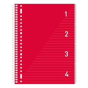 Kangaro spiraalblok / A4 / gelinieerd / 80 gr / 200 vel / rood