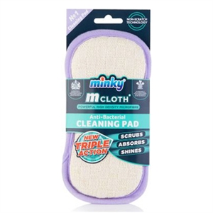 Minky Triple Action schoonmaakpad / Anti-Bacterieel / lila-wit