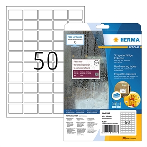 Herma 8338 folie etiketten | weerbestendig / A4 / 37 x 25 mm / wit / 1250 etiketten