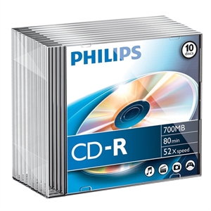 Philips CD-R / 80 min / slimline / 10 stuks