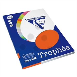 Clairefontaine papier / fluo oranje / A4 / 80 gr. / 100 vel