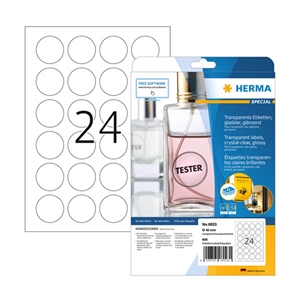 Herma 8023 transparante etiketten / A4 / ø 40 mm / glashelder / 600 etiketten