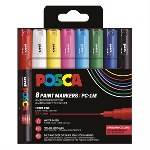 Posca PC-1MC verfmarkerset basis / 0,7 – 1 mm / rond / 8 stuks