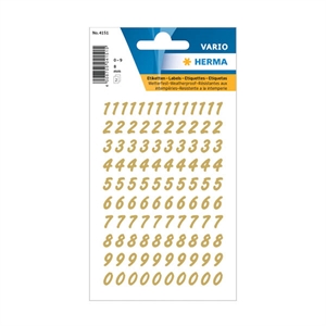 Herma 4151 0-9 etiketten / 8 mm / goud/transparant / 64 etiketten