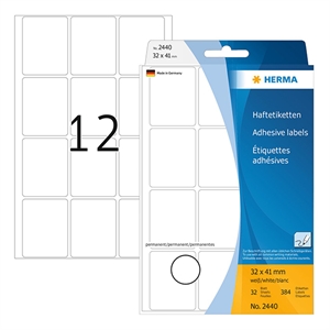 Herma 2440 multifunctionele etiketten / 32 x 41 mm /| wit / 384 etiketten
