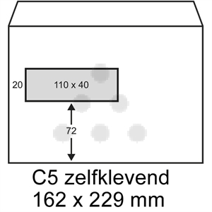 Raadhuis 402560-100 Exclusive envelop / zelfklevend / C5 / venster links / 162mm x 229mm / 100 stuks