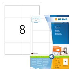 Herma Premium 4624 permanent hechtende etiketten / A4 / 97 x 67,7 mm / wit / 1600 etiketten