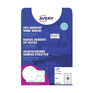 Avery Zweckform J4785-20 textiel etiketten / zelfklevend / 50 mm x 80 mm / wit / 200 etiketten