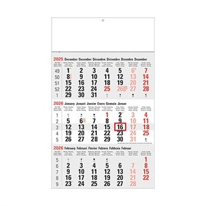 White Box Classic 3-maandkalender / 30 x 40 cm / grijs / 2026