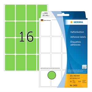 Herma 2455 multifunctionele etiketten / 25 x 40 mm / groen / 512 etiketten