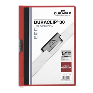 Durable 220003 Duraclip klemmap / A4 / rood / voor 30 pagina’s