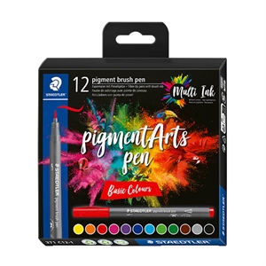 Staedtler Pigment Arts brushpennen / Basic Colours / 12 stuks