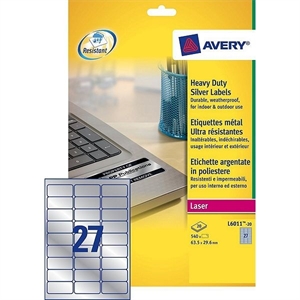 Avery Zweckform L6011-20 verzegelingsetiketten / polyester / 63,5 mm x 29,6 mm / 540 etiketten