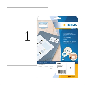 Herma 4824 inkjet etiketten / A4 / 210 x 297 mm / wit / 25 etiketten
