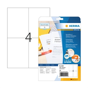 Herma 4229 correctie- / afdeketiketten / A4 / 105 x 148 / wit / 100 etiketten