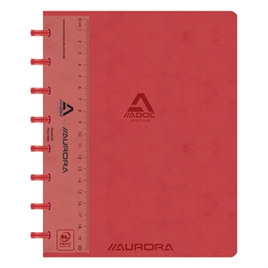 Aurora 3811.741R Adoc schrift met liniaal / A5 / gelinieerd / 90 gr. / 72 vel / rood