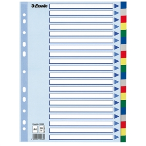 Esselte 15263 A4 tabbladen / gekleurd plastic / 20 tabs / 11-gaats