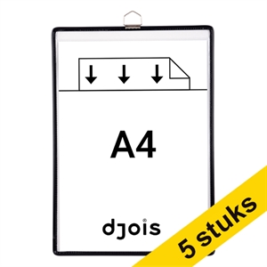 Djois informatiekader | A4 | zwart | met dichte haak | 5 stuks