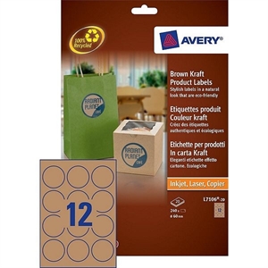 Avery Zweckform L7106-20 productetiketten / bruin / rond / 60 mm / 240 etiketten
