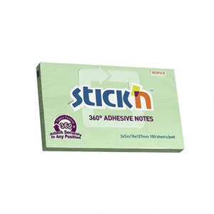 Stick'n memoblok / 360 graden lijmrand / 76 x 127mm / groen / 100 vel