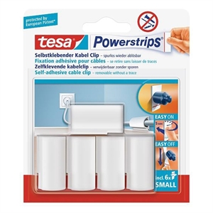 Tesa powerstrips kabelclips / zelfklevend / wit / 5 stuks
