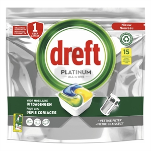 Dreft All-in-One Platinum vaatwastabletten / Citroen / 15 tabs