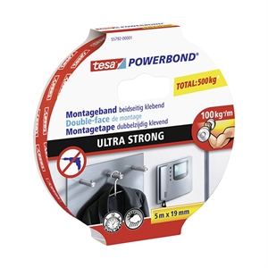 Tesa 55792-00001-02 Powerbond Ultra Strong tape / dubbelzijdig / wit / 19 mm x 5 m
