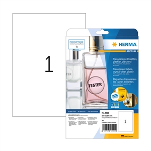 Herma 8020 transparante etiketten / A4 / 210 x 297 mm / glashelder / 25 etiketten