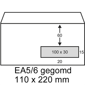 Raadhuis 202030 dienst envelop / gegomd / EA5/6 / venster rechts / 110 mm x 220 mm / 500 stuks