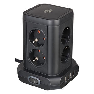 Brennenstuhl 1153560000 stekkerdoos toren / 8 stopcontacten / 4 USB-poorten / met schakelaar / 2 meter / zwart